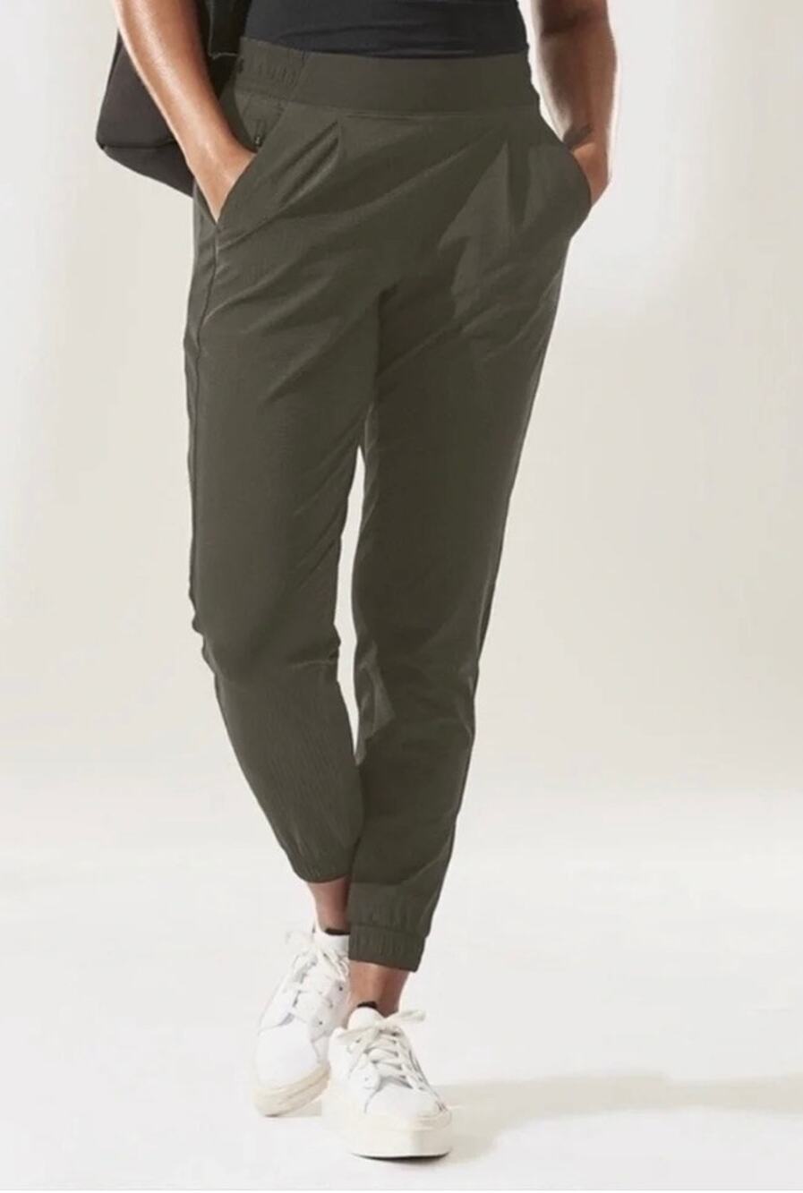 Athleta Brooklyn (legacy) Joggers Commute Travel Pants Mountain Olive Green 10
